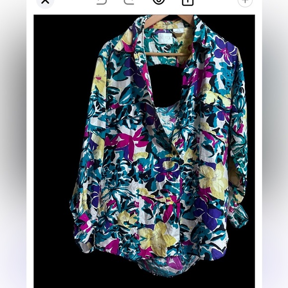 Vtg Sellecca Silk 100% Silk Floral Women's Top - Multicolor Sz Large - Picture 3 of 6
